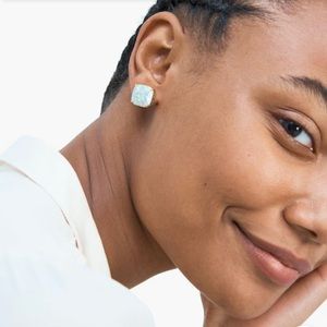 Kate Spade Small Square Stud Earrings in Opal Glitter. New with tags.